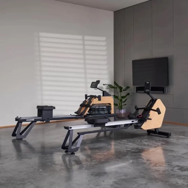 HAMMER Rudergerät RowTech NorsK, edles Holz-Design, 20 Trainingsprogramme, innovativer Rudergriff – Bild 5