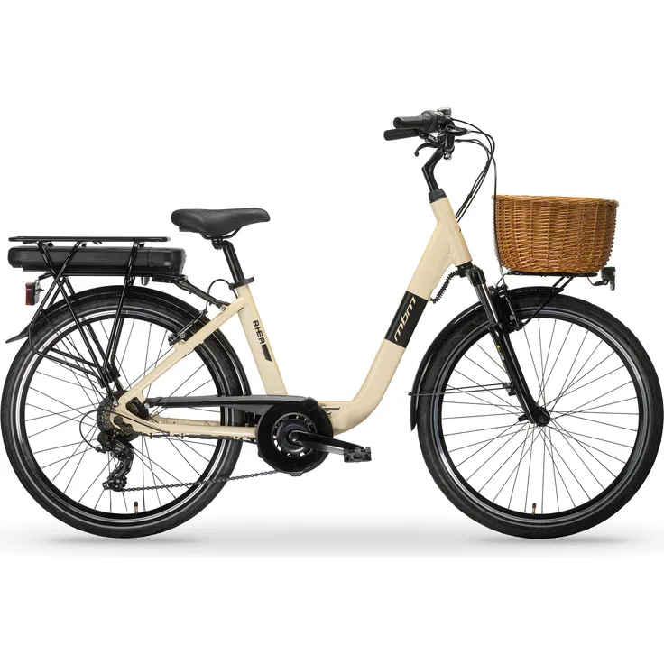 MBM Elektro-Citybike RHEA 26 Zoll, creme mit BAFANG Heckmotor und 10Ah Akku