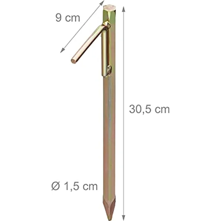 Relaxdays Bodenanker 4er Set, Erdanker für harte Böden, Stahl galvanisiert, gold, 30,5 cm, Zeltzubehör – Bild 4