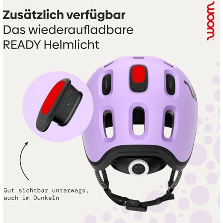 WOOM Ready 3.0 Junior Fahrradhelm, lila XS für Kopfumfang 46–50cm, hoher Tragekomfort und Schutz für Kinder – Bild 9