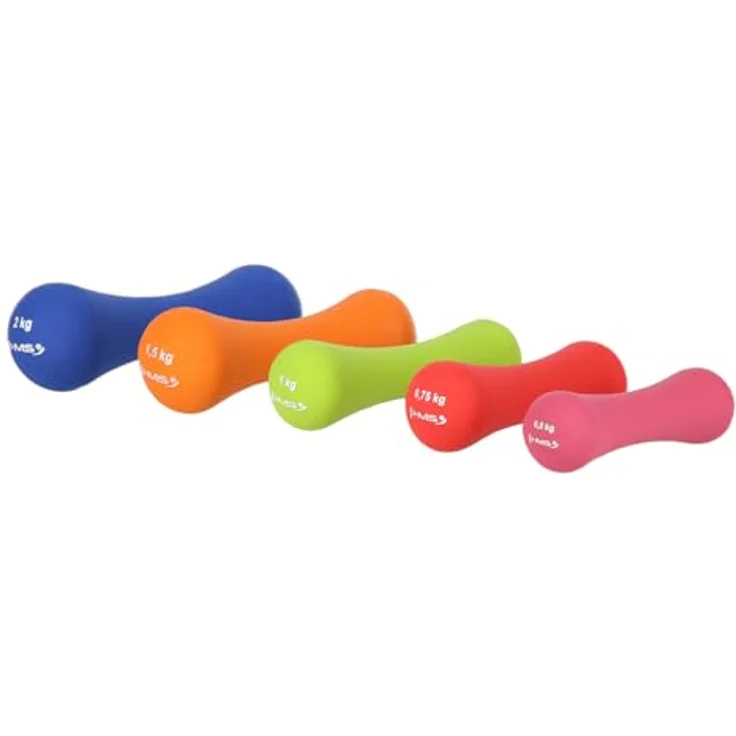 HMS Kurzhantel Gymnastikhantel Aerobichantel, 1,5 kg, Gusseisen mit Neoprenbeschichtung, orange, griffige Knochenform – Bild 3