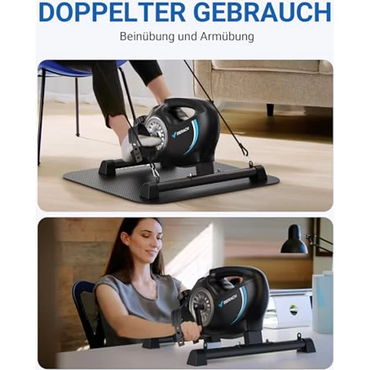 MERACH Pedaltrainer, Mini Heimtrainer Senioren mit 2 Widerstandsbändern und LCD-Monitor, Platzsparend, schwarz – Bild 4