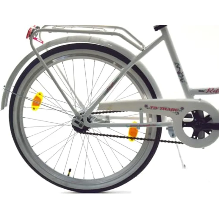 T&Y Trade 24 Zoll Kinder Mädchen City Fahrrad Mädchenfahrrad Bike Rad STVO Beleuchtung Reflex Weiß Weiss 1 Gang Rücktritt, Stabiler Stahlrahmen, V-Brake Felgenbremse, Aluminium-Profilräder, Weiß – Bild 4