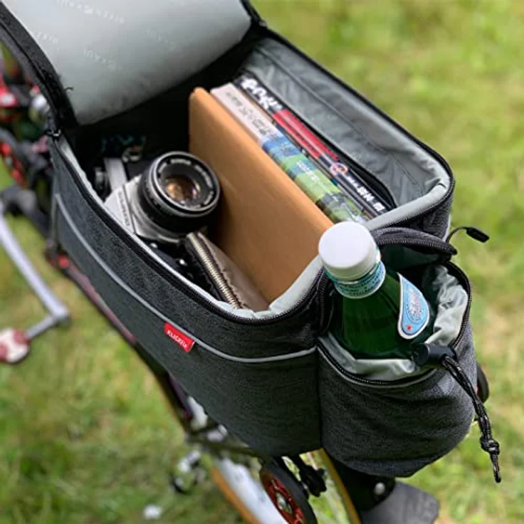 Rixen & Kaul Velotasche Rackpack, 8 l Gepäckträgertasche mit Flaschenfach, verstellbarer Breite, Diebstahlschutz und Regenhaube – Bild 4