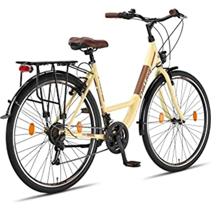 Chillaxx Strada Premium City Bike 28 Zoll Beige V-Bremse - 21 Gang-Schaltung - Hollandfahrrad Citybike – Bild 3