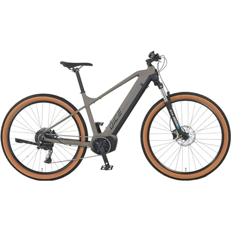 Prophete DICE 3.0 E-MTB 29", AEG 36V Mittelmotor 250W, Shimano 10-Gang Kettenschaltung, 110 km Reichweite, Suntour XCT Federgabel, hydraulische Scheibenbremsen, Grau/Schwarz
