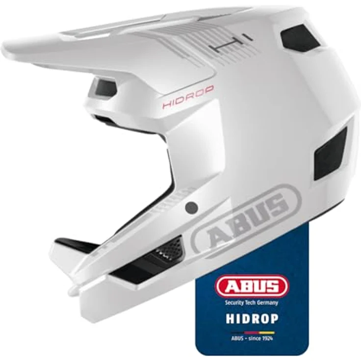 ABUS Downhill Helm HiDrop, ASTM-er Fullface Helm mit ABS-Außenschale für MTB, geeignet für Downhill, Enduro und Bikepark, Weiß, Größe XL – Bild 1