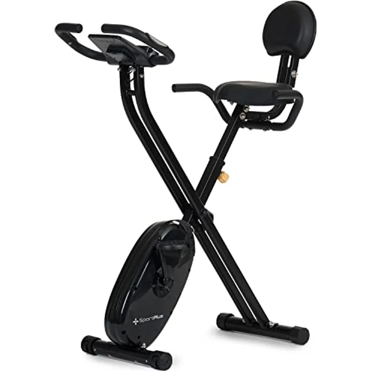 SportPlus Heimtrainer klappbar, Ergometer-Fahrrad faltbar mit Rückenlehne, Pulsmessung, Trainingsprogramme, 24 Widerständen – Bild 1