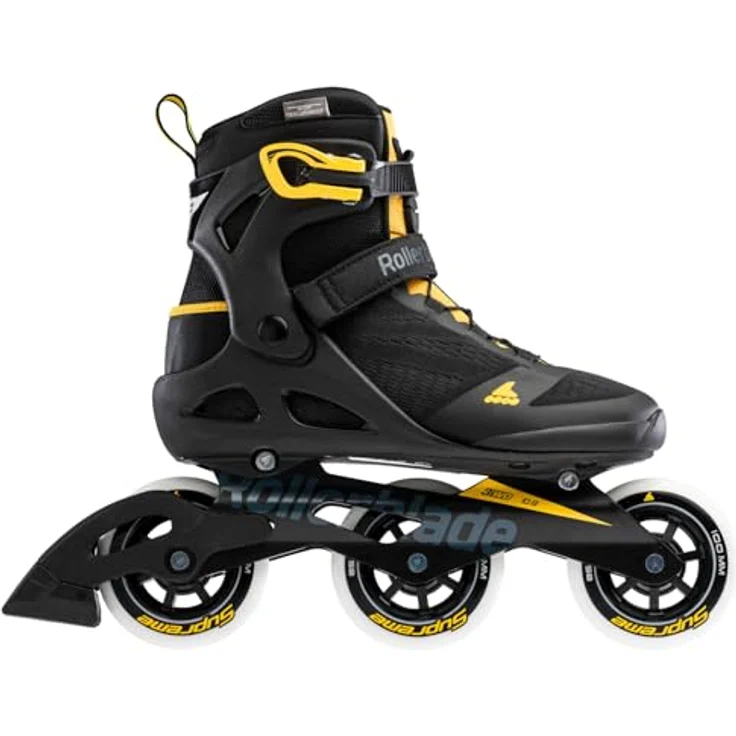 Rollerblade Macroblade 100 3WD, Inline-Skates in Schwarz/Saffron Gelb, hohe Stabilität, 100 mm Supreme-Rollen, geeignet für sportliche Skater, mit Bremse – Bild 2