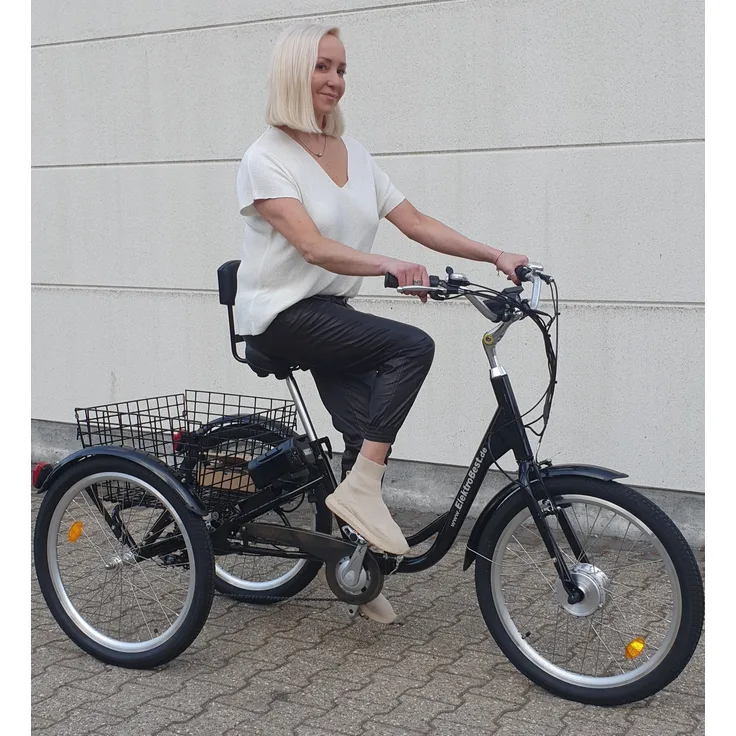 ElektroBest Damon 2 Elektro Therapierad, 24 Zoll Klapprad mit Rückenlehne, PEDELEC 250W bis 25 km/h, Reichweite bis 50 km, schwarz