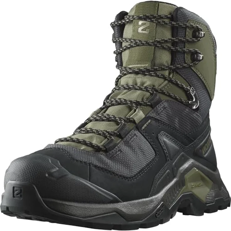 Salomon Quest Element GTX, Herren Wanderschuhe mit Gore-Tex-Membran und robuster Gummisohle, Schwarz/Deep Lichen Green (41 1/3) – Bild 3