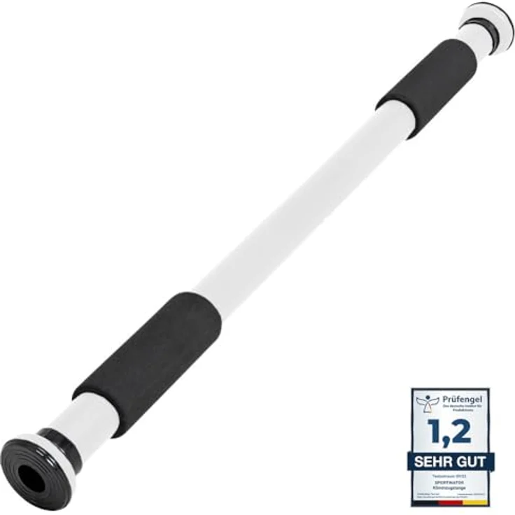 SPORTINATOR® Klimmzugstange zum Einspannen im Türrahmen, für dein Home-Gym, belastbar bis 150 kg (weiß) – Bild 1