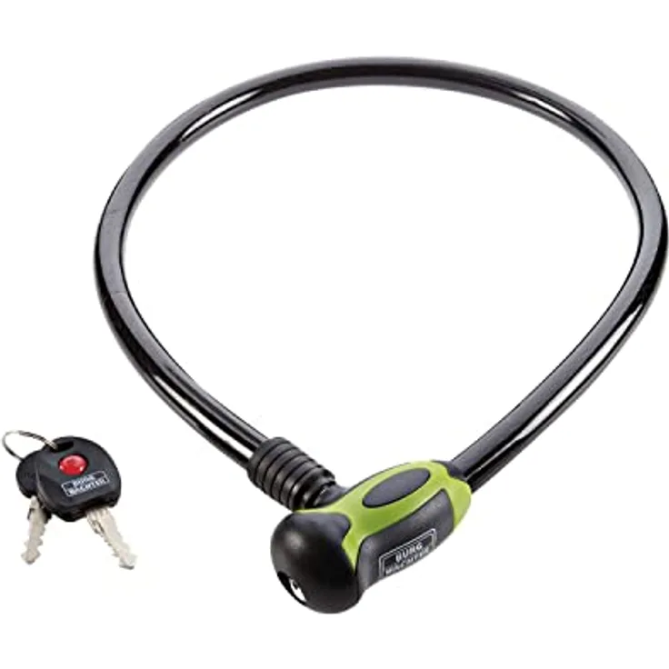 BURG-WÄCHTER Zweirad-Seilschloss mit Licht, 80 cm, Kunststoffummantelung und automatische Arretierung