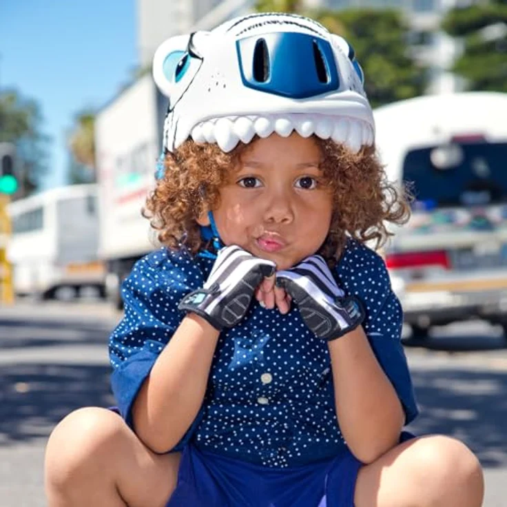 Crazy Safety Kinder Fahrradhelm Tiger Weiß, 3D Tierhelm für 2-7 Jahre, verstellbar, leicht, ideal für Fahrrad, Skateboard und Radsport, mit LED-Rücklicht und Belüftungsöffnungen, 49-55 cm – Bild 4