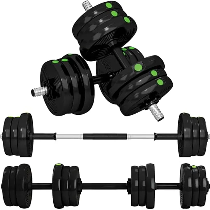SPORTNOW 2-in-1 Hantel Set, verstellbar bis 20 kg mit 12 Hantelscheiben, bodenschonend für Krafttraining und Fitness, Schwarz