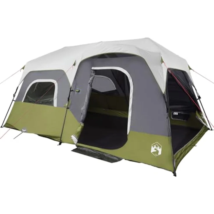 vidaXL Familienzelt, Campingzelt mit LED, Gruppenzelt für 9 Personen Quick Release, Outdoor Zelt mit Abnehmbarem Überzelt, Hellblau – Bild 1