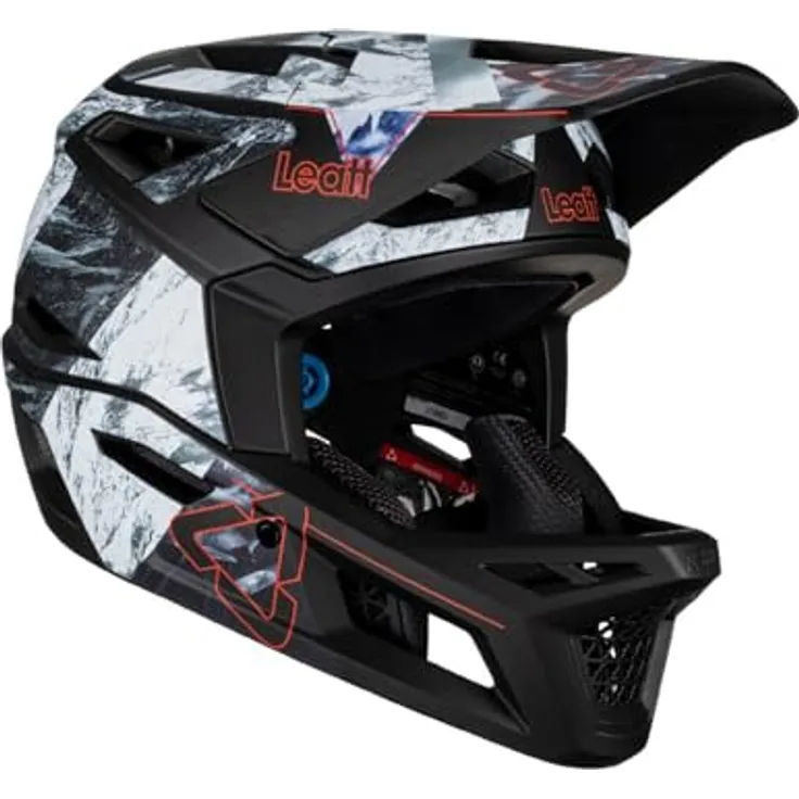 Leatt Fullface Helm Gravity 4.0, Alpine - Schwarz Grau, MTB Helm mit 360 Turbine-Technologie und hervorragender Belüftung, XL