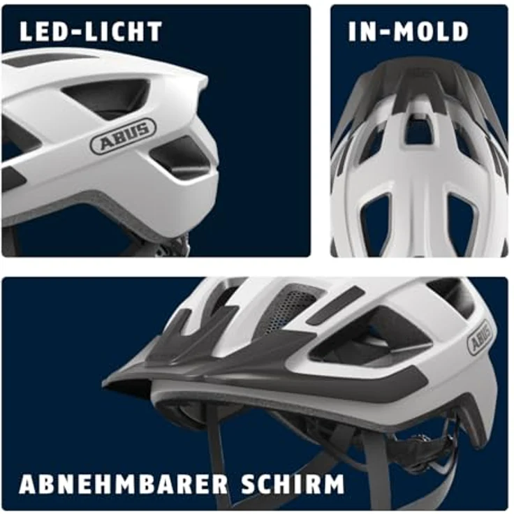 ABUS Fahrradhelm Aduro 3.0 LED - City-Helm für Damen und Herren, Größe M, Weiß, mit Rücklicht – Bild 4