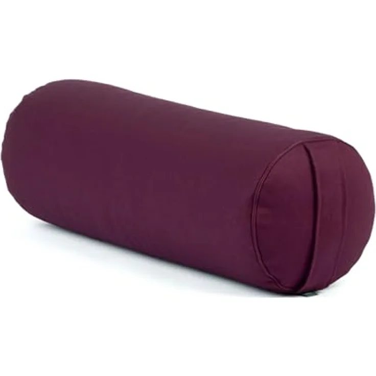 Bodhi | Yoga Bolster ECO | 100% Bio-Baumwolle | Yogarolle mit Bio Dinkelfüllung | Waschbarer Bezug | Yogakissen rund für Restoratives Yoga Übungen | Groß ca. 65 x 20 cm | lila