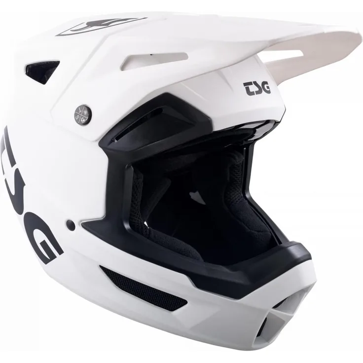 TSG Sentinel Solid Color Satin White, Vollgesichtshelm für Downhill-Mountainbiking mit robustem ABS-Schutzschild und 12 Belüftungsöffnungen