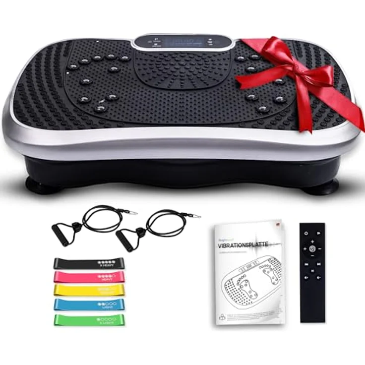 Vibrationsplatte - 99 Intensitätsstufen - 6 Trainingsprogramme - Fitnessgeräte für Zuhause - Ganzkörpertraining - Muskelaufbau & Abnehmen - Massagegerät - Sportgerät mit Bluetooth - Home Workout – Bild 1