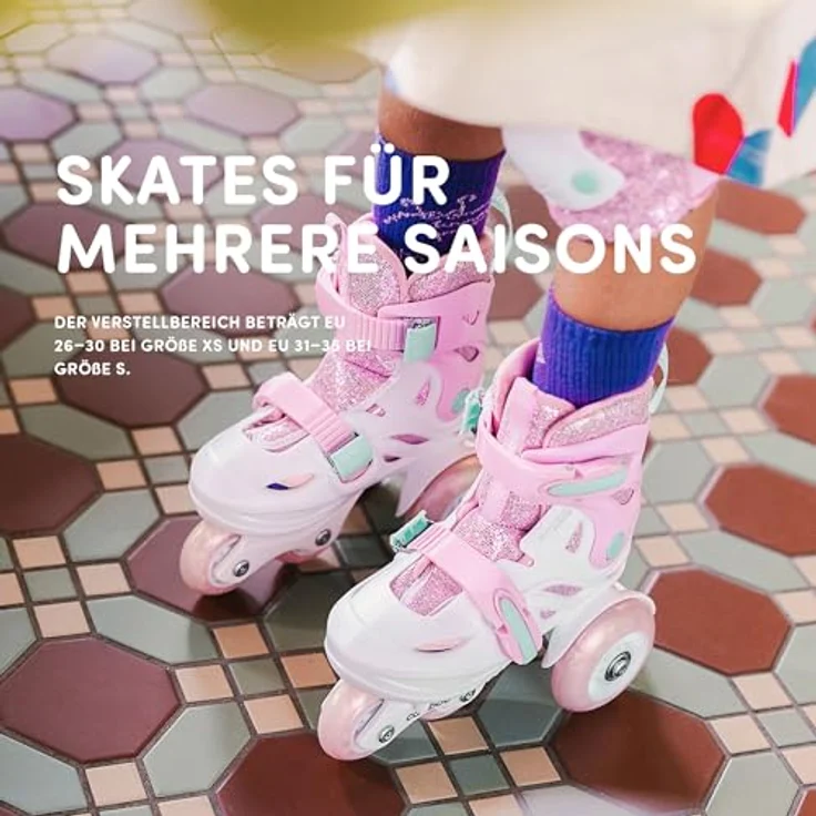 CARIBOO Kinder-Rollschuh-Set Cariboo Ballerina, Lerninliner mit Pinken Schützern, Größe S, 2 Fahrmodi, LED-Rollen – Bild 4
