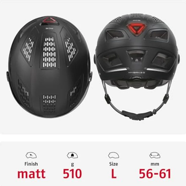 Abus Helm Hyban 2. 0 ACE - Velvet Black 56 - 61 cm – Bild 4