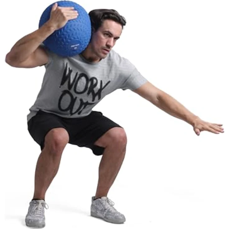 Sport-Thieme Medizinball (20 kg, 280 mm), mit Stahlsandfüllung und strukturierter Oberfläche, schwarz – Bild 3