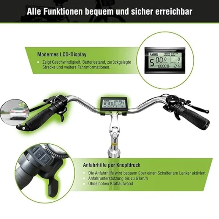 SachsenRAD Elektro-Dreirad T3A Trio II, E-Lastenrad Klapprad für Senioren mit Alarmanlage, LCD-Display, StVZO-zugelassene LED-Leuchten und Kenda 2.125 Zoll Reifen – Bild 5
