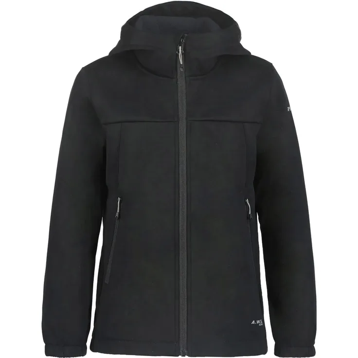Icepeak Kline JR, Softshelljacke für Kinder, atmungsaktiv und wasserabweisend, schwarz