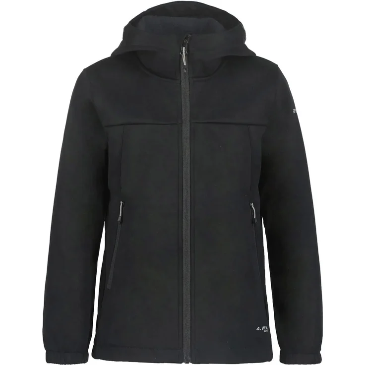 Icepeak Kline JR, Softshelljacke für Kinder, atmungsaktiv und wasserabweisend, schwarz