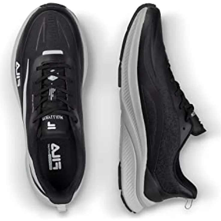 FILA Laufschuh Beryllium, atmungsaktives 3D-Mesh-Obermaterial, gepolsterter Einstieg, CMEVA Zwischensohle für Dämpfung, Schwarz – Bild 6