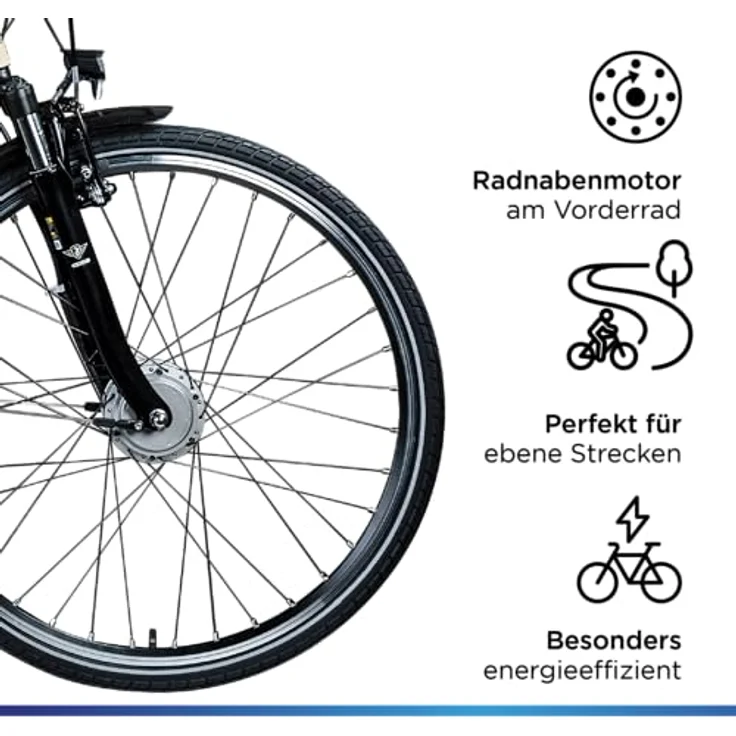 Zündapp Z517 E Bike Damenfahrrad, 28 Zoll, 155-190 cm, 7 Gang Nabenschaltung, Rücktrittbremse, Vorderradmotor, 374 Wh Akku, inklusive Beleuchtung und Frontkorb – Bild 7