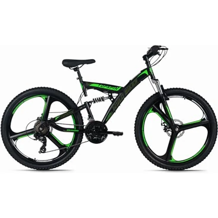 WYLD Topspin Mountainbike Fully 26'', 21-Gang Shimano, Schwarz mit blauen Akzenten, vollgefedert