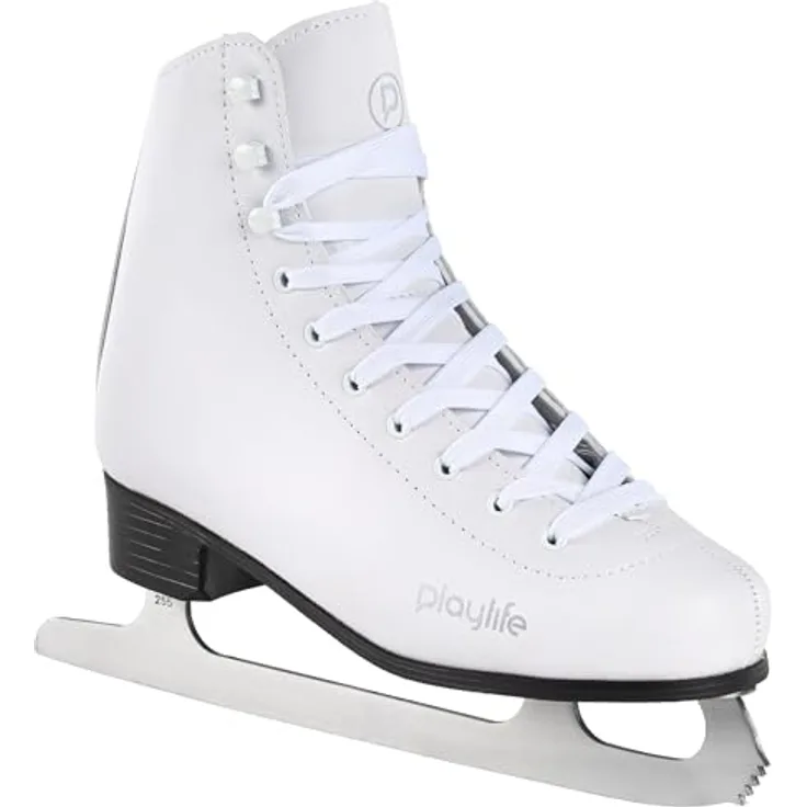 Powerslide Classic White Schlittschuhe, Damen Schlittschuhe in klassischem Weiß, kälteisolierendes Synthetik-Leder, Rostfreiem Carbon Steel, Größe 38