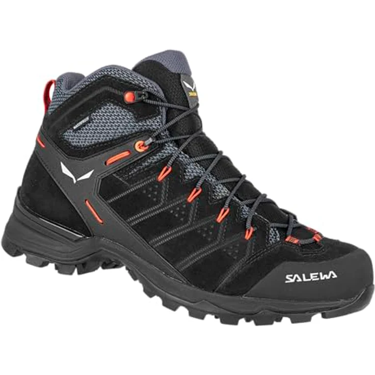 Salewa Alp Mate Mid WP, Herren Wanderschuhe, wasserdicht mit gummierter Zehenschutzkappe, Schwarz – Bild 1