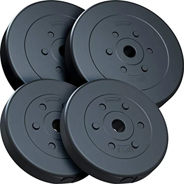 ScSPORTS® Hantelscheiben - Set, 2,5-45 kg, Ø 30/31mm, Zement, Kunststoff - Gewichtsscheiben, Set, Fitness Scheiben, Gewichte für Hantel, Langhantel – Bild 1