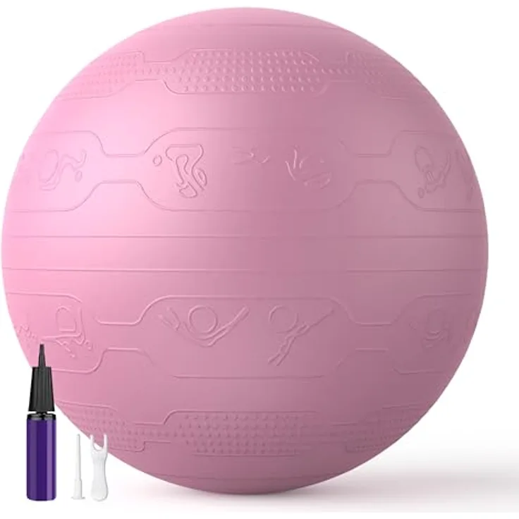 PROIRON Gymnastikball mit geprägtem Muster, Anti-Burst Sitzball 65cm, Pezziball mit Pumpe, Fitnessball für Fitness, Yoga, Schwangerschaft und Balance Stuhl 1PC (Rot)