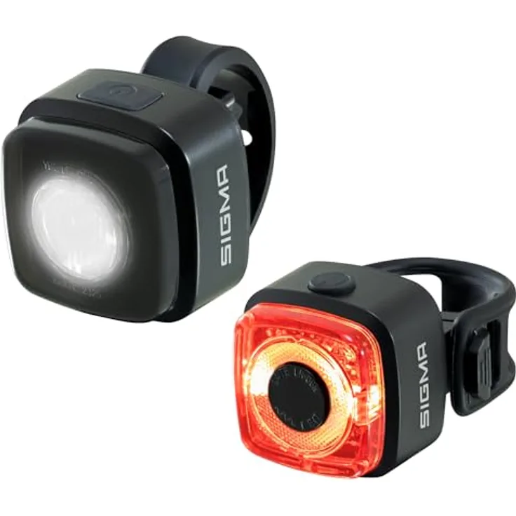 SIGMA Aura Micro Set, StVZO zugelassenes akkubetriebenes Vorderlicht und Rücklicht, wetterfestes Beleuchtungsset für Kinder und Pendler, USB-C aufladbar