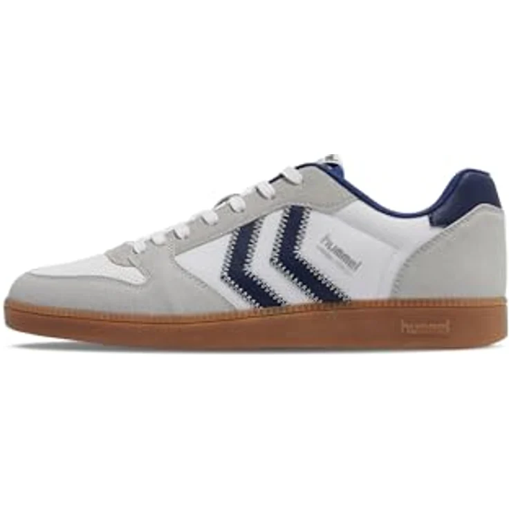 Hummel Perfekt NS Handball Sneaker, vegan, Polyurethan-Obermaterial, thermoplastische Gummisohle, weiß/blau, Schuhgröße 43 EU – Bild 1