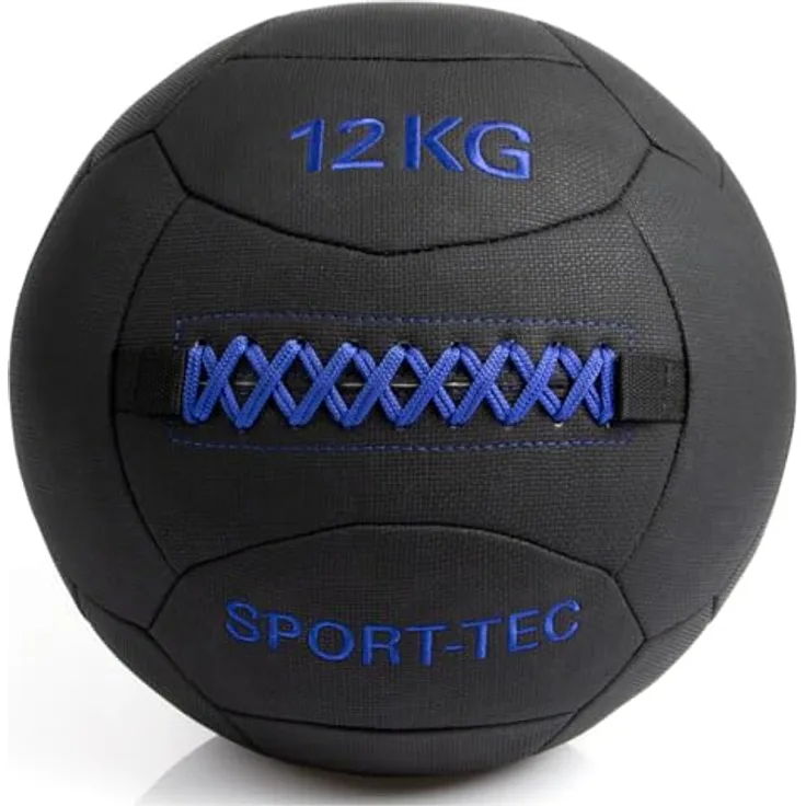 Sport-Tec Wall-Ball Robusta, 35 cm, 12 kg, blau - Handgenähter Medizinball mit gleichmäßiger Gewichtsverteilung