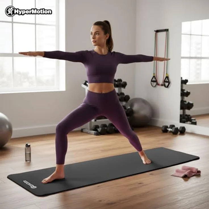 HyperMotion Yogamatte HYP58 YOGA MAT 0.8B, NBR-Schaumstoff, 183x61x0,8 cm, Schwarz, mit Tragegurt – Bild 13