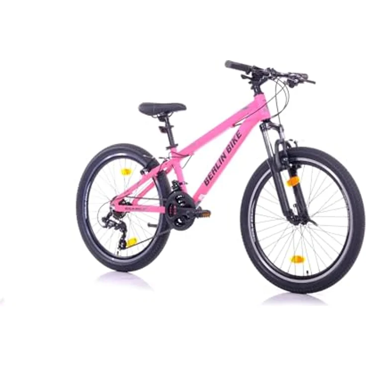 BERLIN BIKE Mountainbike MTB1 24 Zoll Kinderfahrrad für Mädchen, rosa, mit Aluminiumrahmen, 21-Gang-Schaltung, V-Bremsen und 90% Vormontierung – Bild 2