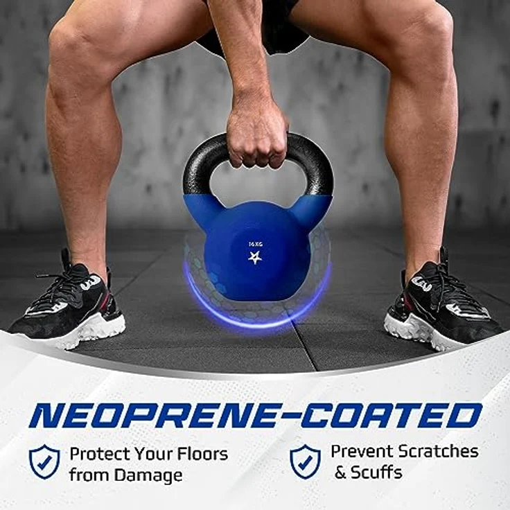 Yes4All WEAW Neopren beschichtete Kettlebell, Krafttraining Kettlebells - 16KG Dunkelblau – Bild 3