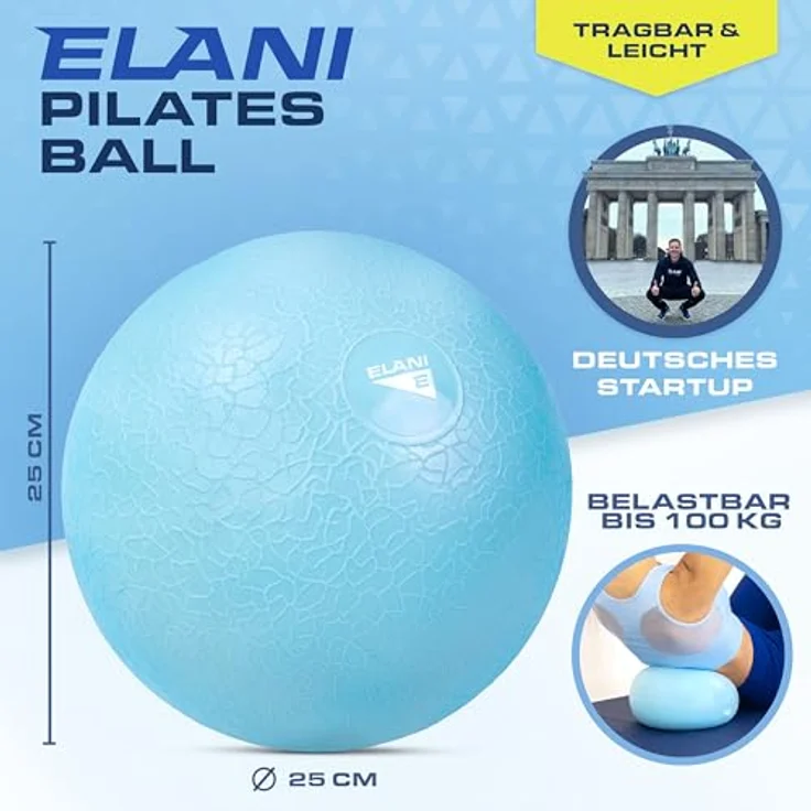 ELANI Pilates Ball - nachhaltig, rutschfest & extrem belastbar - als Beckenboden Ball oder Soft Pilates Ball einsetzbar | Gymnastikball klein - 25 cm – Bild 5