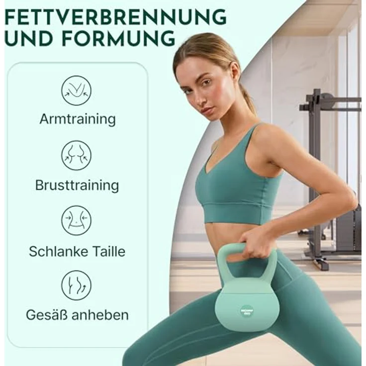 NEOLYMP Soft Kettlebell 2-12 kg, bodenschonende & leise Kugelhantel mit Eisensandfüllung und ergonomischem Softgriff – Bild 9