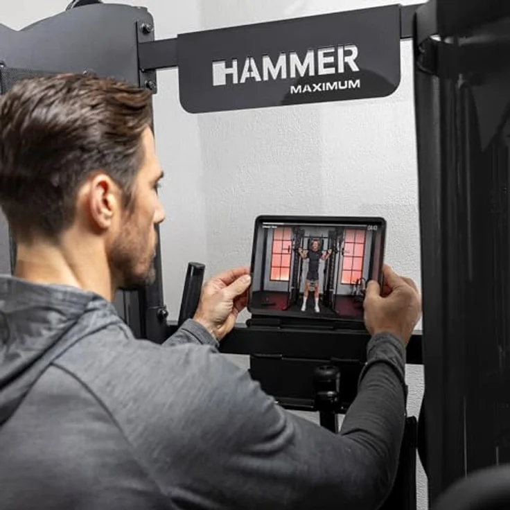 HAMMER Kraftstation Autark 9.0, kompakte Fitnessstation mit Doppel-Seilzugsystem, 2 x 80 kg Gewichtsblöcke und Zubehör-Set für effektives Training zu Hause – Bild 4