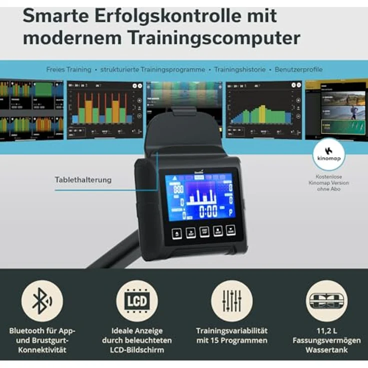 Skandika Rudergerät Nemo III Hybrid, Wasserwiderstand und magnetischer Widerstand, schwarz – Bild 3