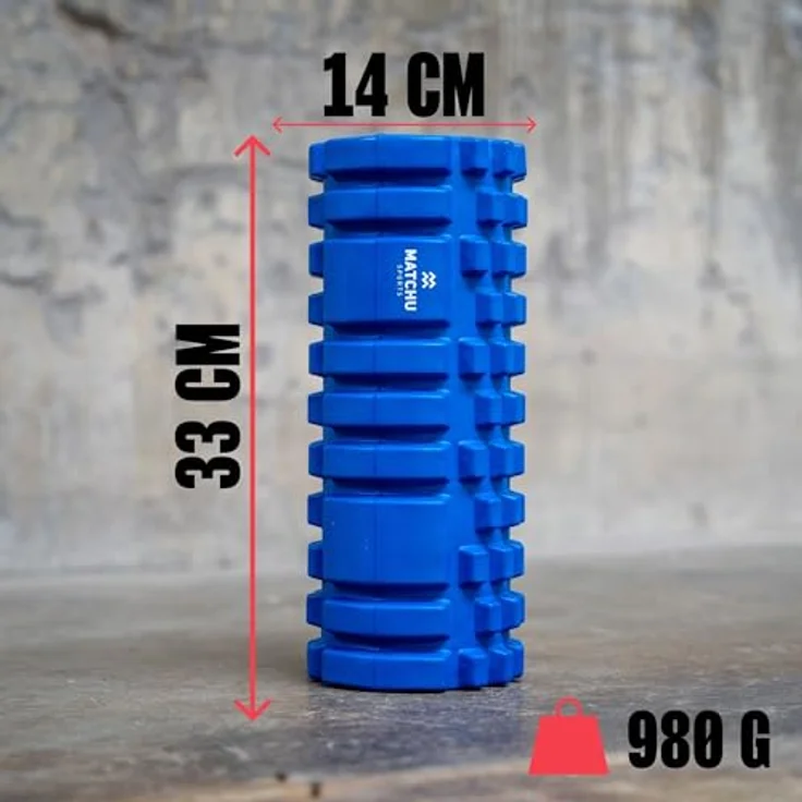 MATCHU Faszienrolle Massageroller, Mittel, 33x14 cm, Blau, EVA Foam, für Selbstmassage und Muskelentspannung – Bild 2