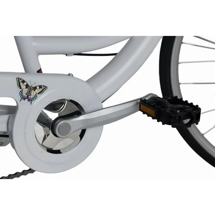 DaCapo Citybike 28'' Papilio, 6-Gang-Schaltung, weiß mit Schmetterlingsmotiven, für Körpergrößen 160-185 cm, mit Korb – Bild 3